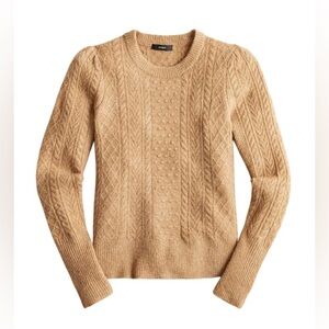 J. Crew Stretch Wool Cable Knit Caramel Crewneck Sweater Women’s Small